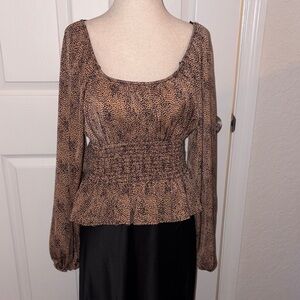 Sincerely Jules Leopard Print Smocked Blouse